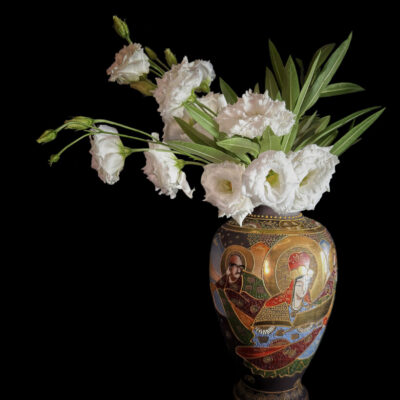 fiori bianchi con vaso cinese #1 40x 50